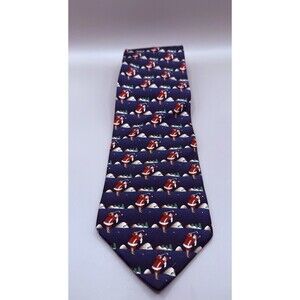 Holiday Traditions by Hallmark Men's Necktie Tie Handmade Silk Santa Claus Golf